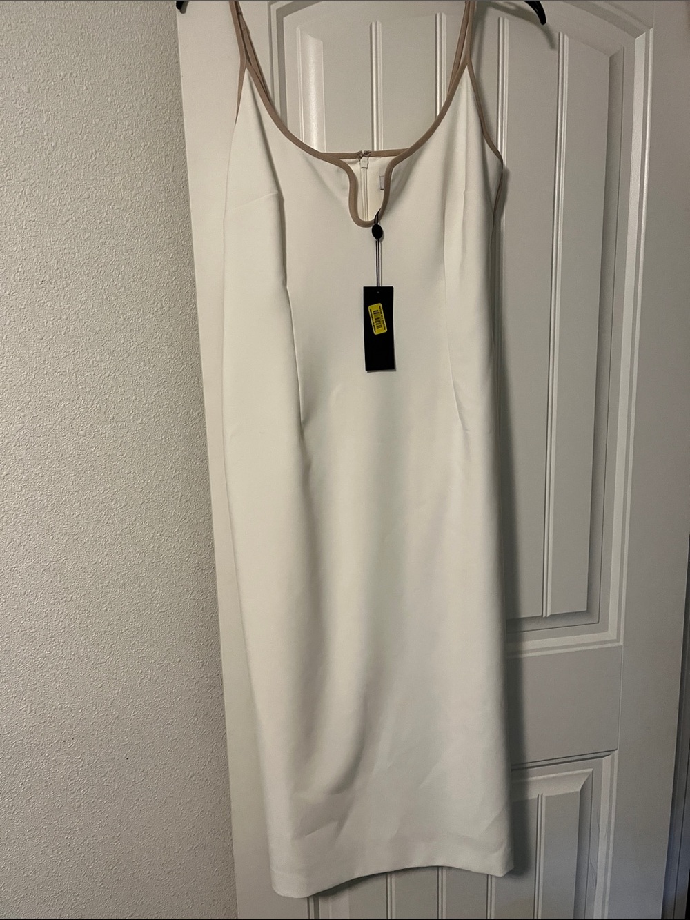 gianni bini cream and light brown spaghetti strap dress